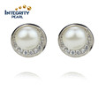 925 Silver 9mm AAA Button Freshwater Cultured Pearls Earings