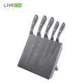 5pcs Wooden Kitchen Knife Set with Magnetic Stand