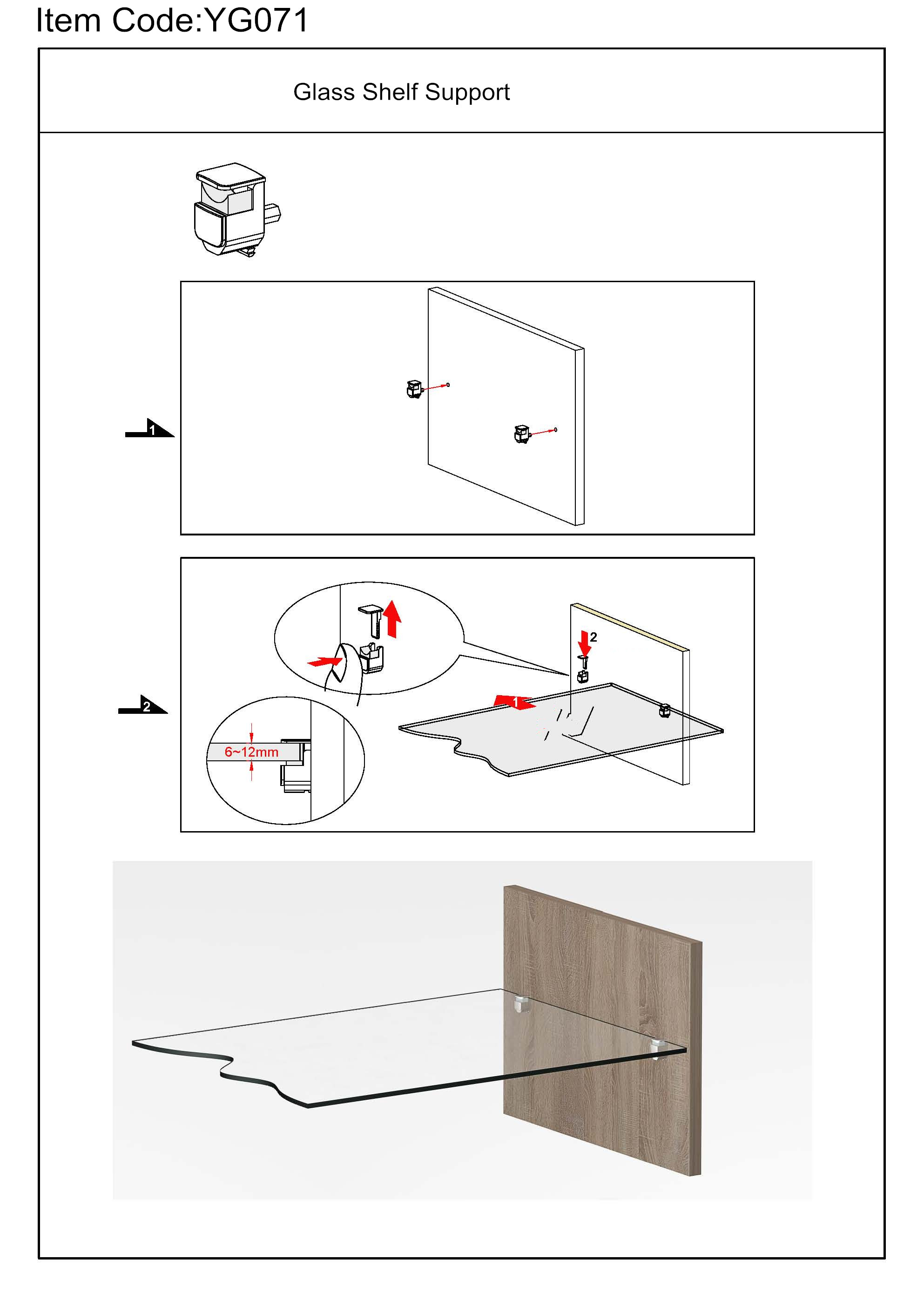 YG074 glass shelf support