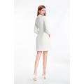 Stand Collar Long Sleeve Midi Kleid