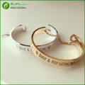 Be Brave and Keep Going Inspirational Message Arrow Clasp Cuff Bracelet