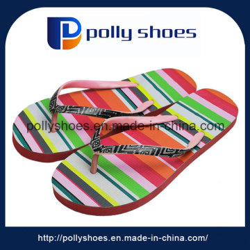 China Wholesale flache Sandalen Frauen, quadratisch bedruckt 15mm Einlegesohle Flip Flops