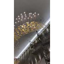 Gran salón de banquetes del hotel proyecto de oro lámpara de araña led