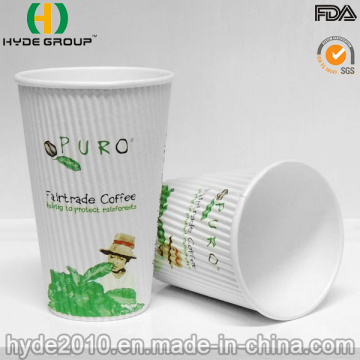 Corrugted Disposable Coffee Paper Cup, Ripple Wall Paper Cup (12oz)