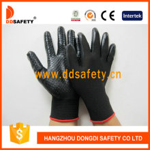 Nitrilo negro con guantes de seguridad Mini Dotsglove Dnn429