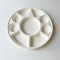 Compostable bagasse round tray 9-div bagasse serving tray