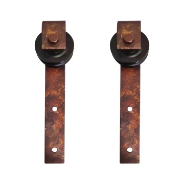 Industrial Barn Sliding Wood Door Hardware Set Roller Rust Style