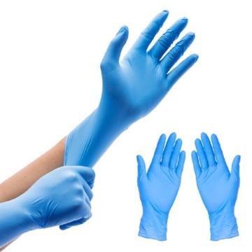 Guantes de nitrilo médico sin polvo azul desechable