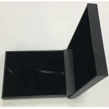 Boîte de boîtier en cuir en fibre de carbone noir pour cadeau