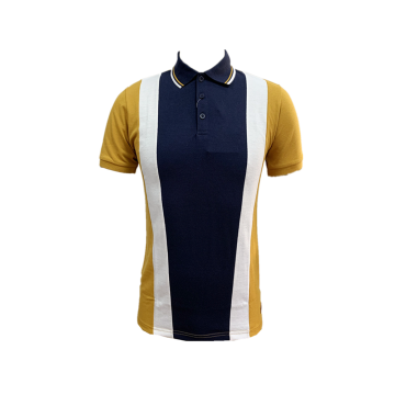 Poloshirt de piqué teint en fil en tricot pour hommes