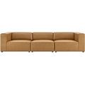 Pure Color Vegan Leather 3-Piece Sectional Leather Sofa