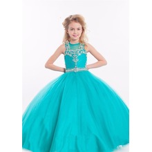 Beaded orange red tiered ruffle custom-made ball gown junior girls pageant dresses LFG02