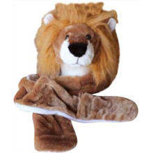 Lion Animal Hat with cuddly faux fur scarf and mitten warm cap