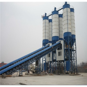 HZS75 concrete mixing plant producing 75m3/h