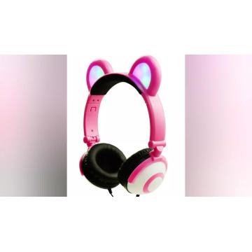 Funny LED Light Headphones Promotional with Bear Ear