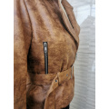 Women's Vintage Slim-fit Leather Bomber Biker Short Jacket