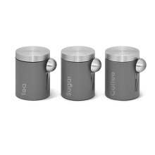 Kitchen canister with metal lid
