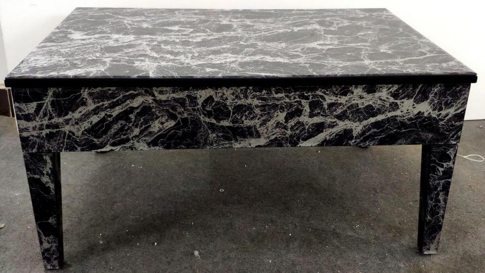 Coffee Table Black Glass Marble Pattern