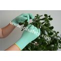 Gants de travail polyester avec enduit de Latex mousse coloré (LR3018F)