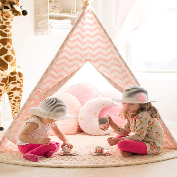 Tienda de juegos para niñas Tipi de lona de algodón rosa Chevron