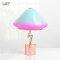 Modern pink mushroom shape desk bedroom glass glass reading lights bedside modern cute luxury iron led table lamp for kids room