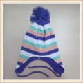 Children  Lovely 100% acrylic knitted earflap hat with fringes/tassel on top