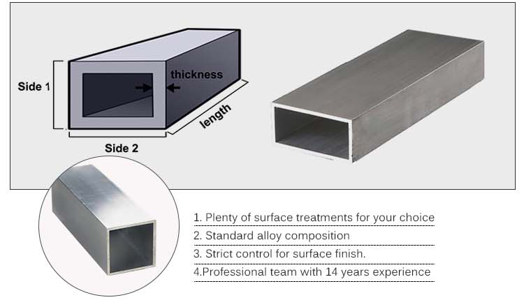 Aluminium Anodized Square Customized Tube