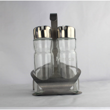 Glass Condiment Set Condiment Set with Metal Rack Best Selling