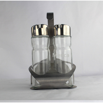 Glass Condiment Set Condiment Set with Metal Rack Best Selling