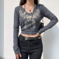 Meninas retro casual tops de streetwear de outono