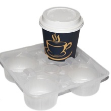 Disposable tea coffee juice plastic 4 cup tray
