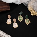 Dangle chandelier Beige Geometric Gravel-drop Oil Statement Earrings for Women Girl