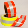 fluorescent red silver flame retardant warning reflective tape with cotton backing