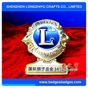 Metal Gold Lions Club Car Emblem Bronze Label Commemorative Emblem