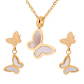 316L Stainless Steel Butterfly Jewelry Set Wedding Accessories 18K Gold Earrings Shell Jewelry Set