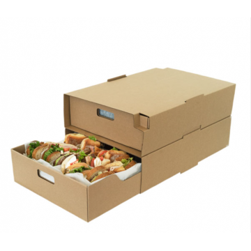 Hot sale pile up box for catering custom logo printing corrugated paper food packaging display box