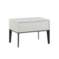 Home Design Rice White Painting E1 MDF Board Roasted Black Metal Feet Cabinet Modern Nightstand Bedside Tables for Hotel