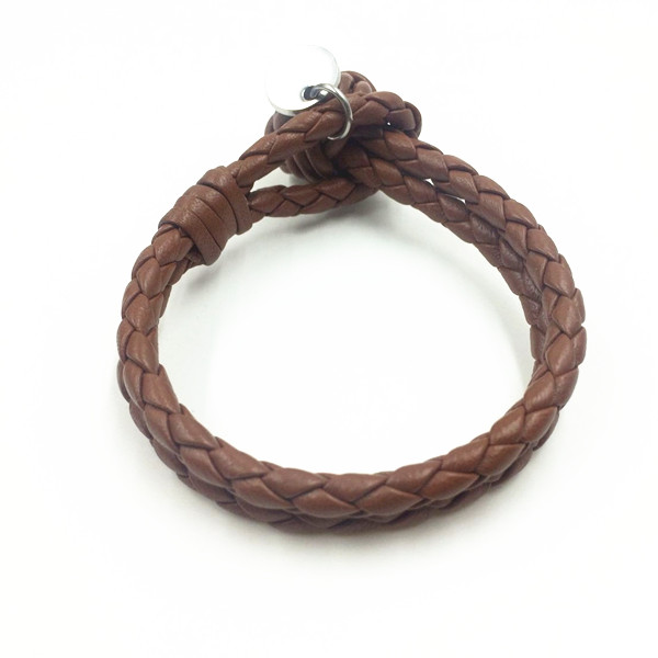 Mens Fashion Monkey Fist Knot Brown Leather Bracelet