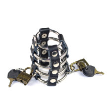 Ceinture de chasteté mâle en métal avec casse-tête Casquette en métal Courbe à cale pénis lourde Appareil de chasteté pour hommes en courbe