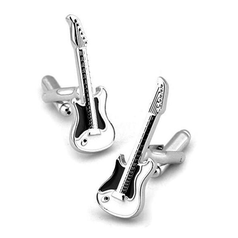 White Electric Guitar Cufflink