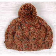 Fabriqué à la Commande Mode Knitted Lady Hat avec Pompom Fur