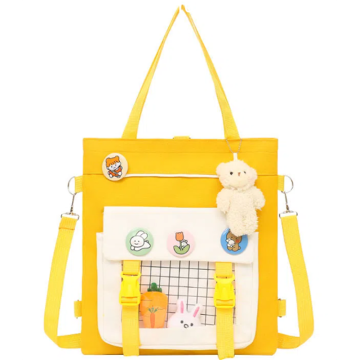 Bolsa de Estudo de Nylon de Canvas de Cartoon Amarelo