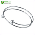 Fashion Women Cuff Jewelry Opening Bead Silver 316l Stainless Steel Bracelet Bangles