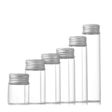 Botella de vial de almacenamiento de vidrio con tornillo de aluminio