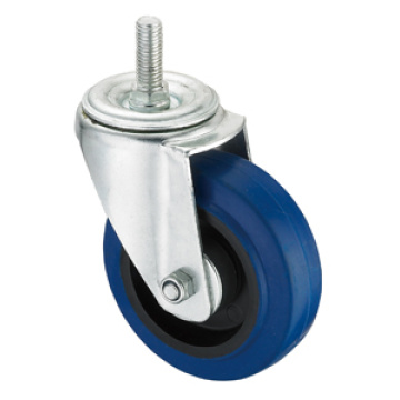 Middle Duty Series Caster - Threaded - Blue Elastic Rubber (rolamento de rolos)