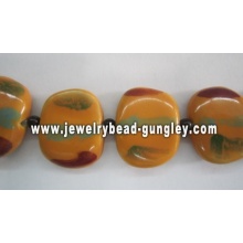 Yellow color flat square shape ceramic beads