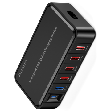 6 Port Desktop-Schnellladegerät mit USB-C PD&amp;QC3.0