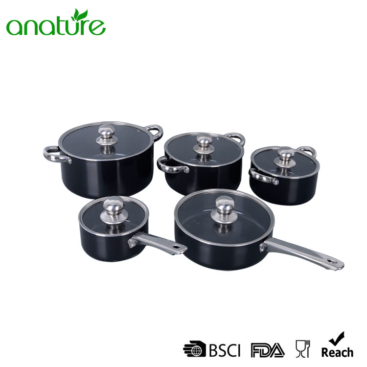 Pressed Stainless Steel Handle 10Pcs Cookware Set