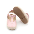 Lovely Pink Raffia Genuine Leather Baby Sandals