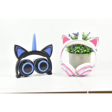 Cartoon Unicorn Cat Ear Kids LED Kids Headphones